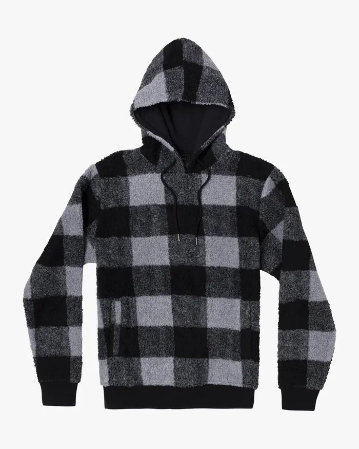 RVCA Mens Hoodies Ells Plaid Sherpa Hoodie Rvca Black Rvb Popular