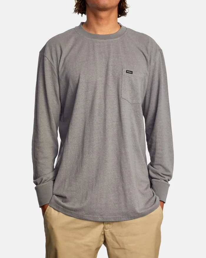 RVCA Mens Knit Harmonia Hemp Long Sleeve Tee Smoke Smk