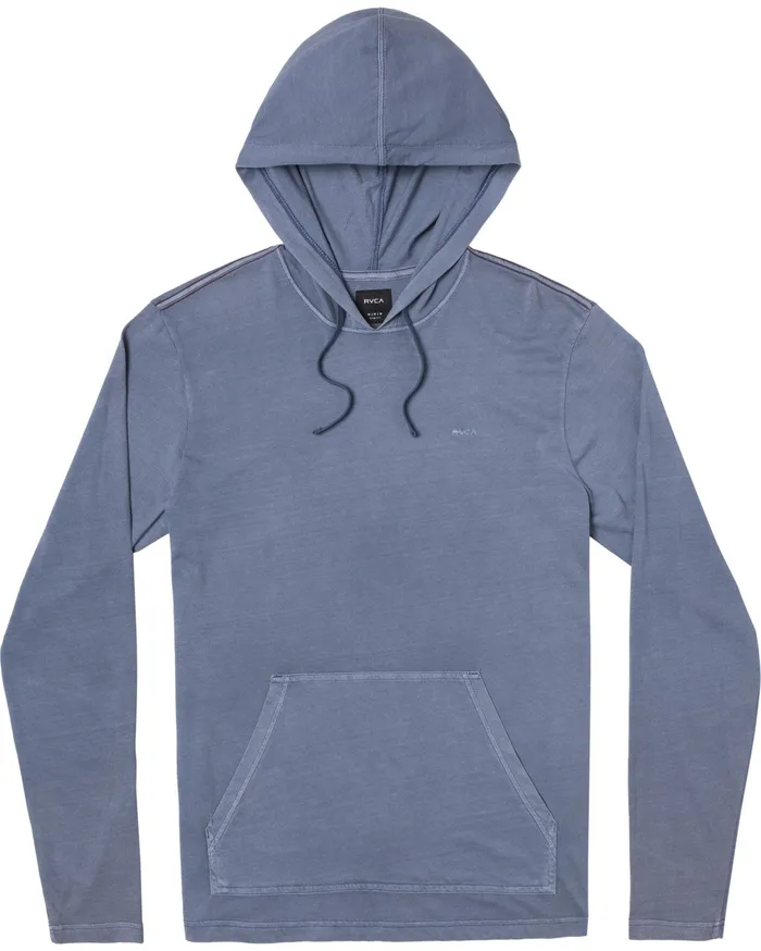 RVCA Mens Knit Ptc Pigment Hooded Long Sleeve Tee Slate Slt