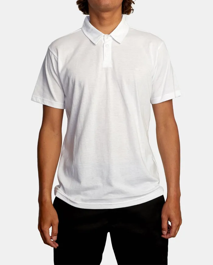 RVCA Mens Knit Sure Thing Iii Polo Shirt Optic White Otw