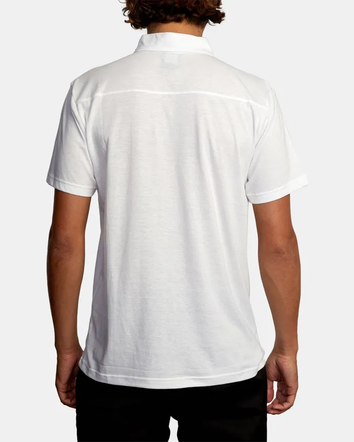 RVCA Mens Knit Sure Thing Iii Polo Shirt Optic White Otw