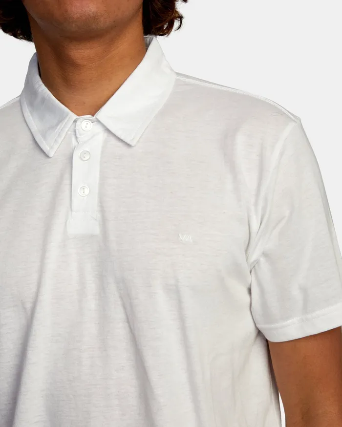 RVCA Mens Knit Sure Thing Iii Polo Shirt Optic White Otw