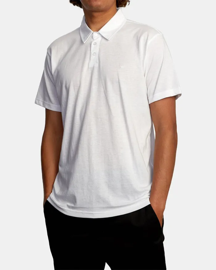 RVCA Mens Knit Sure Thing Iii Polo Shirt Optic White Otw