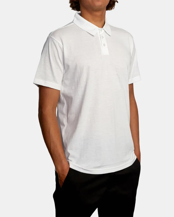 RVCA Mens Knit Sure Thing Iii Polo Shirt Optic White Otw
