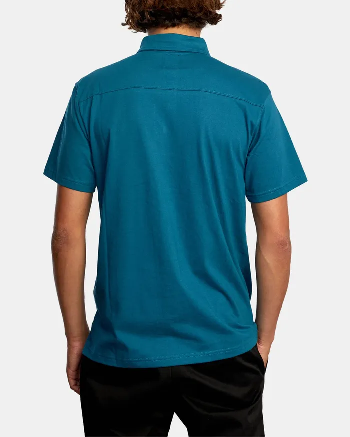 RVCA Mens Knit Sure Thing Iii Polo Shirt Peacock Pck