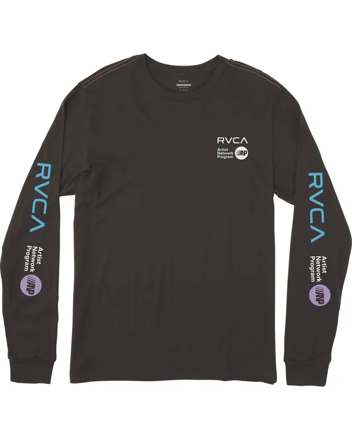 RVCA Mens Long Sleeves Anp Long Sleeve Tee BlackBlue Bbe