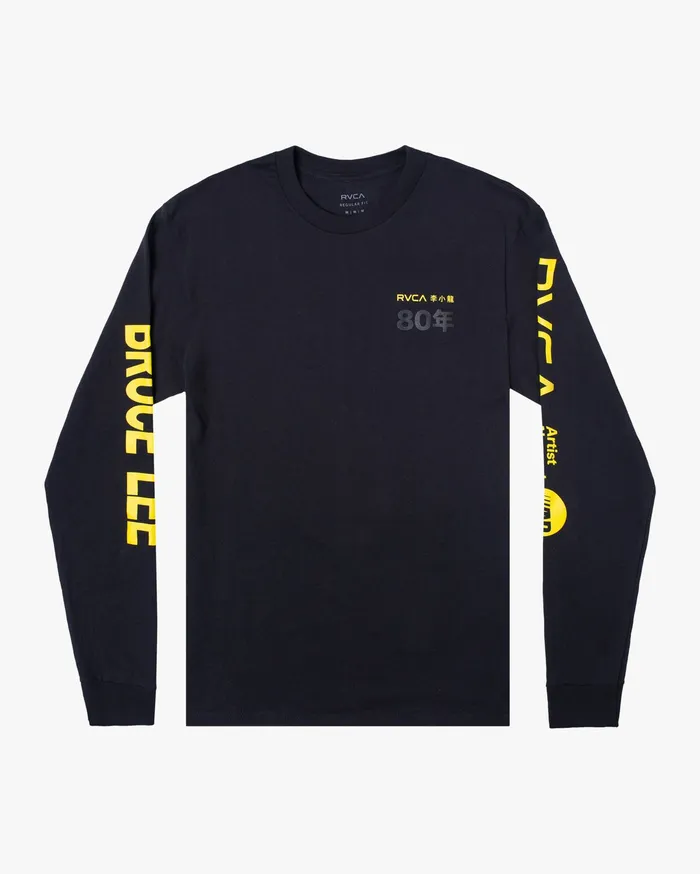 RVCA Mens Long Sleeves Bruce Lee As You Think Long Sleeve Tee Black Blk