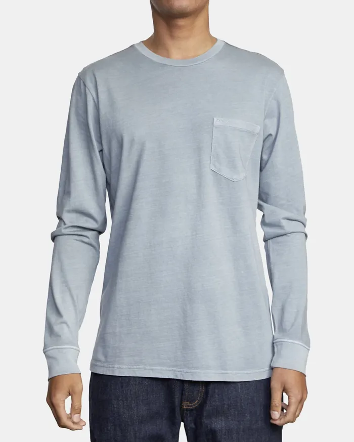 RVCA Mens Long Sleeves Ptc Pigment Long Sleeve Tee Monument Mon