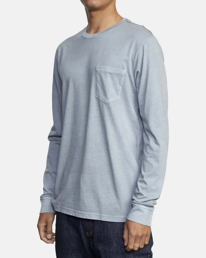 RVCA Mens Long Sleeves Ptc Pigment Long Sleeve Tee Monument Mon