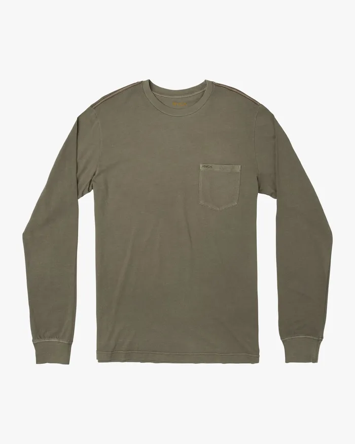 RVCA Mens Long Sleeves Ptc Pigment Long Sleeve Tee Olive Olv