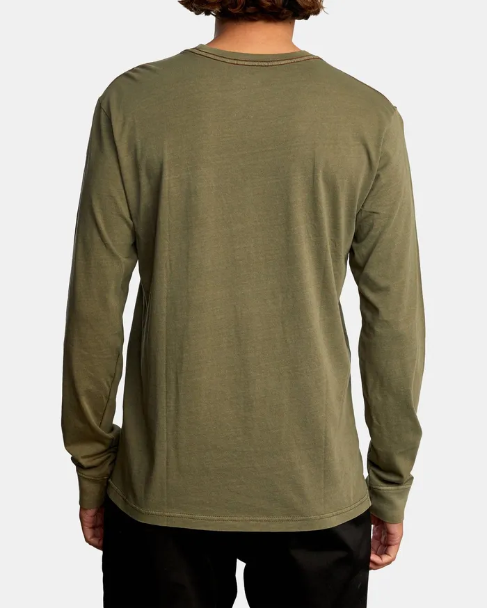 RVCA Mens Long Sleeves Ptc Pigment Long Sleeve Tee Olive Olv
