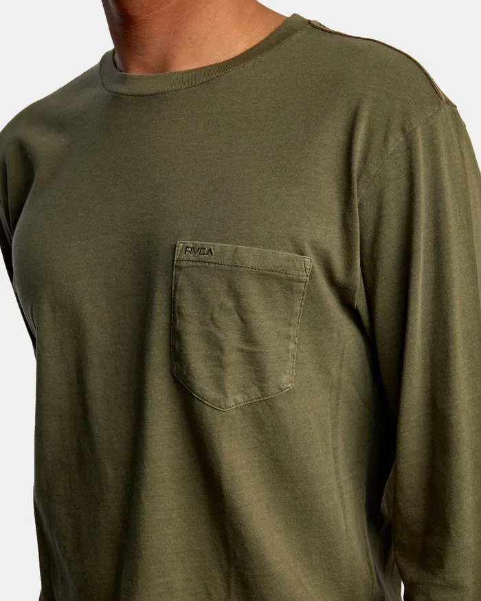 RVCA Mens Long Sleeves Ptc Pigment Long Sleeve Tee Olive Olv