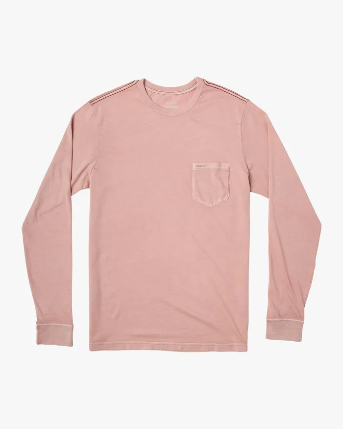 RVCA Mens Long Sleeves Ptc Pigment Long Sleeve Tee Pale Mauve Pal