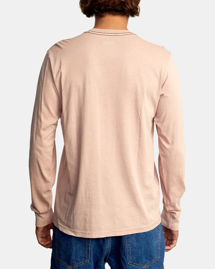 RVCA Mens Long Sleeves Ptc Pigment Long Sleeve Tee Pale Mauve Pal