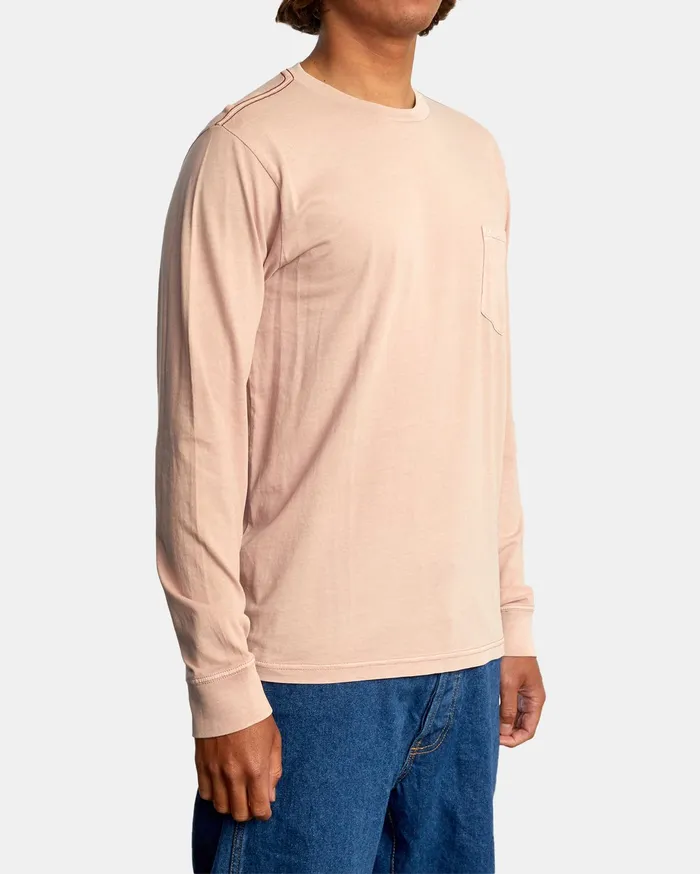 RVCA Mens Long Sleeves Ptc Pigment Long Sleeve Tee Pale Mauve Pal