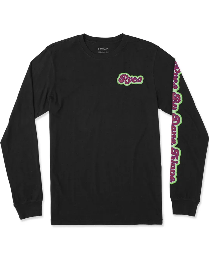 RVCA Mens Long Sleeves Trippy Dana Long Sleeve Tee Black Blk