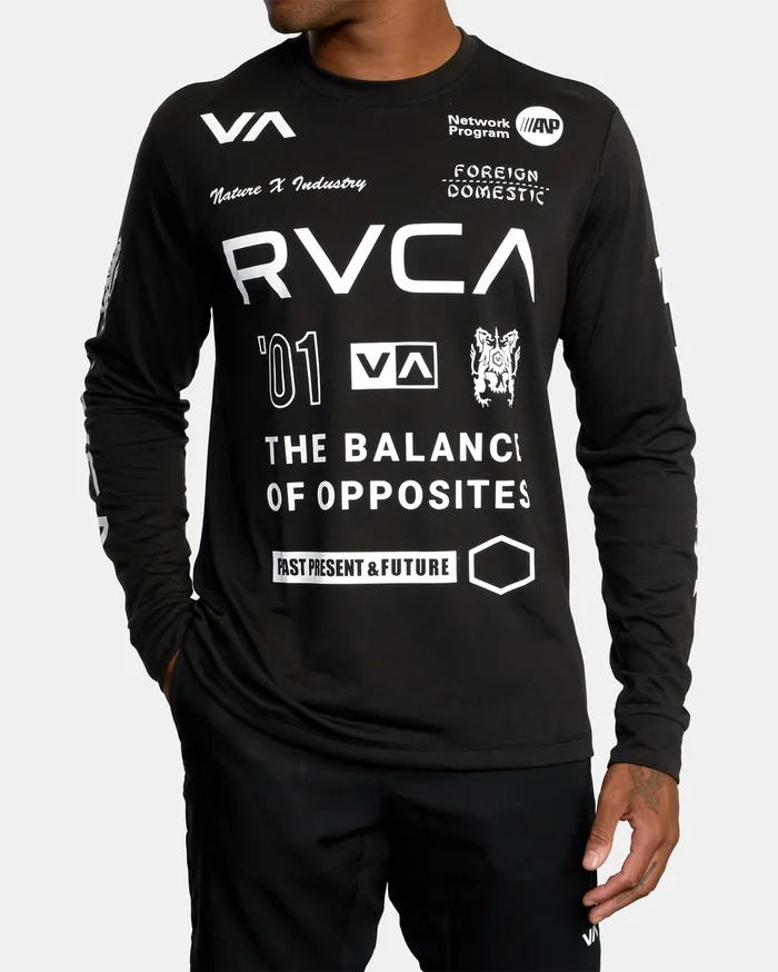 RVCA Mens Long Sleeves Va Sport All Brand Long Sleeve Workout Shirt Black Blk