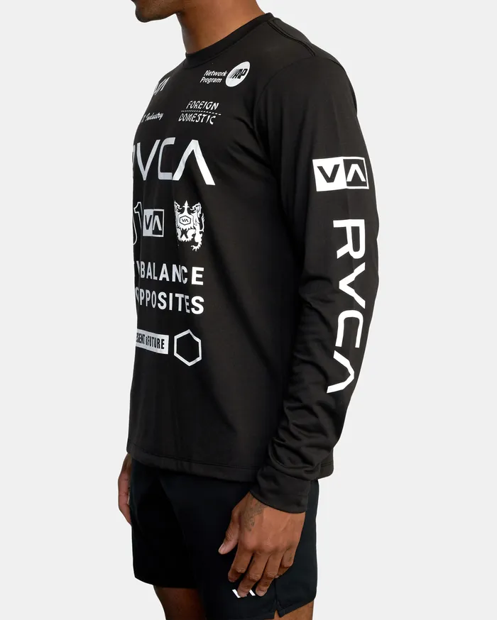 RVCA Mens Long Sleeves Va Sport All Brand Long Sleeve Workout Shirt Black Blk