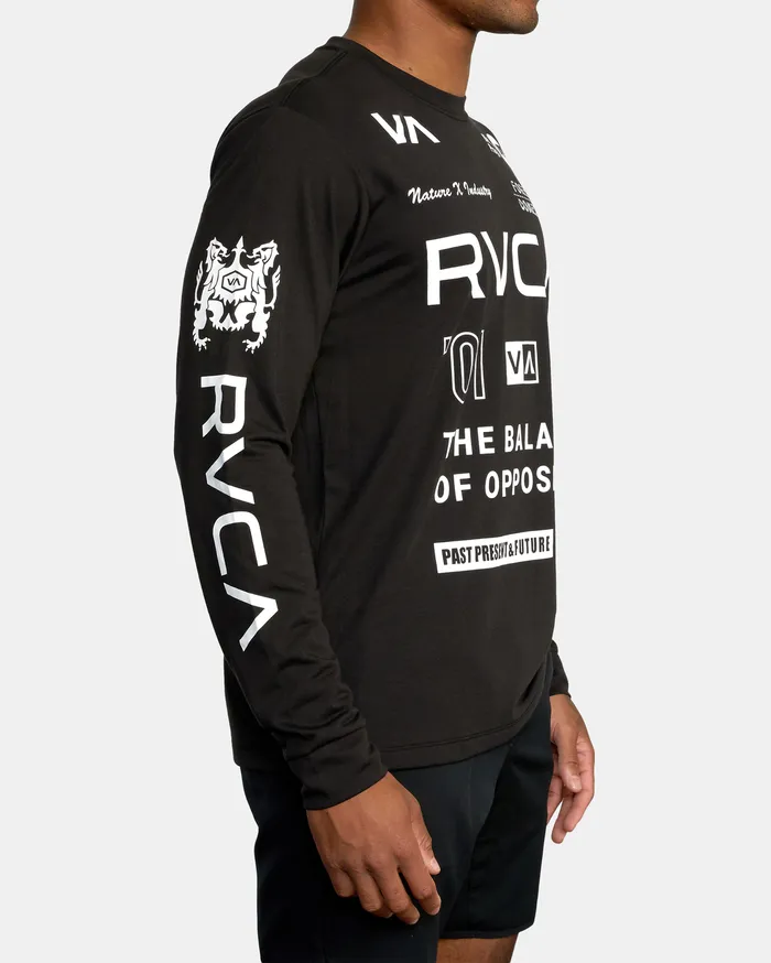 RVCA Mens Long Sleeves Va Sport All Brand Long Sleeve Workout Shirt Black Blk