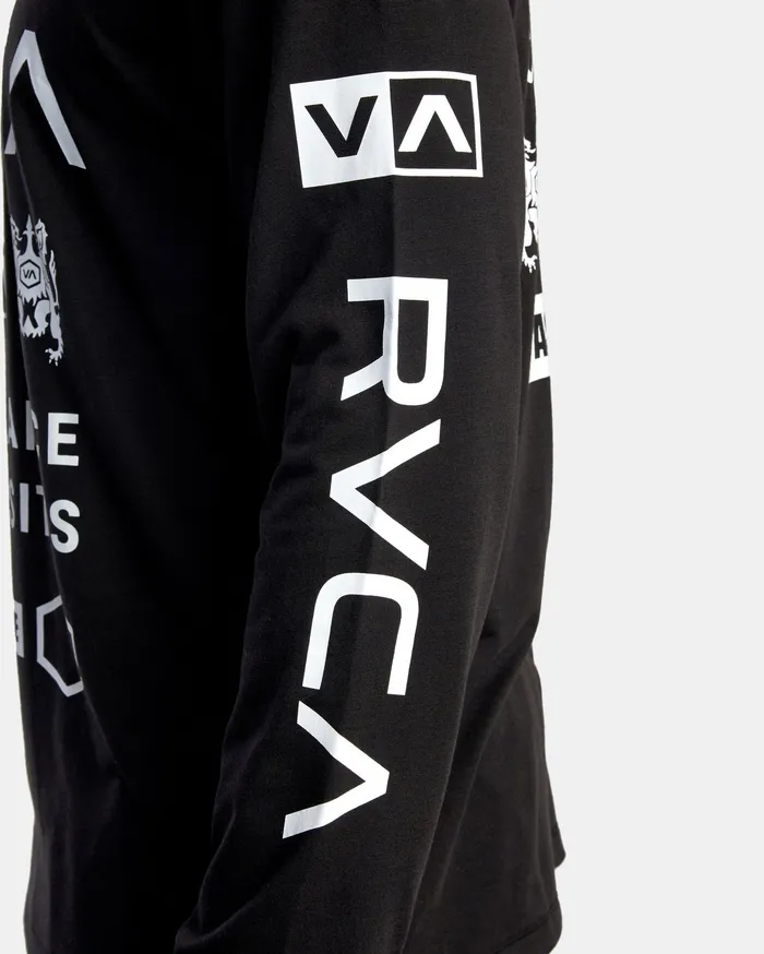 RVCA Mens Long Sleeves Va Sport All Brand Long Sleeve Workout Shirt Black Blk