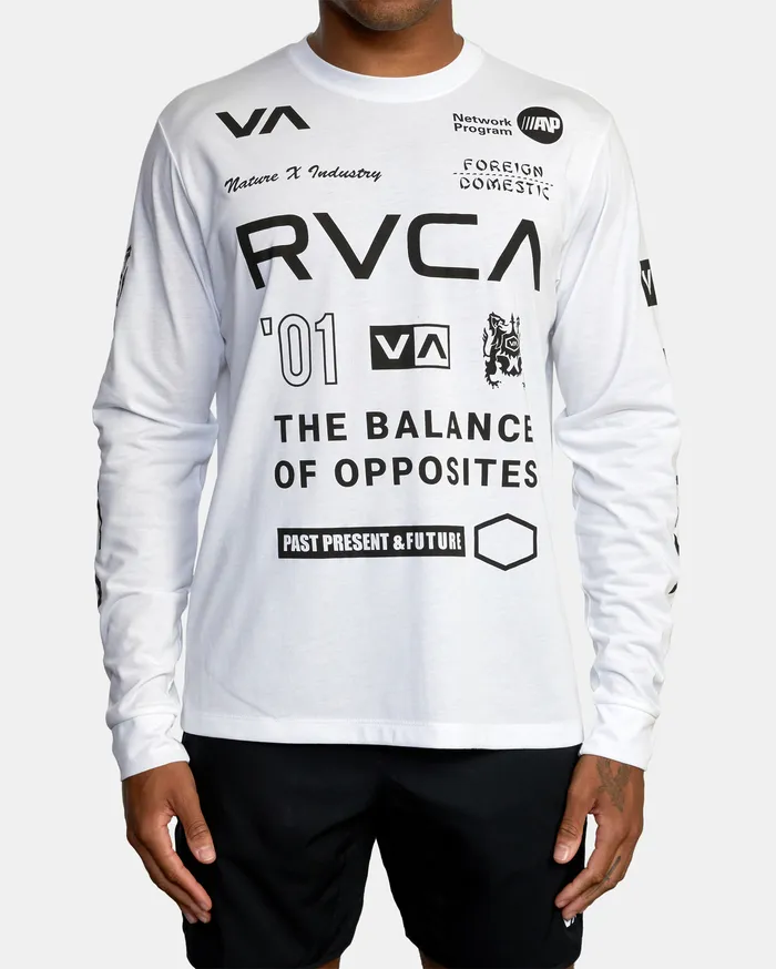 RVCA Mens Long Sleeves Va Sport All Brand Long Sleeve Workout Shirt White Wht