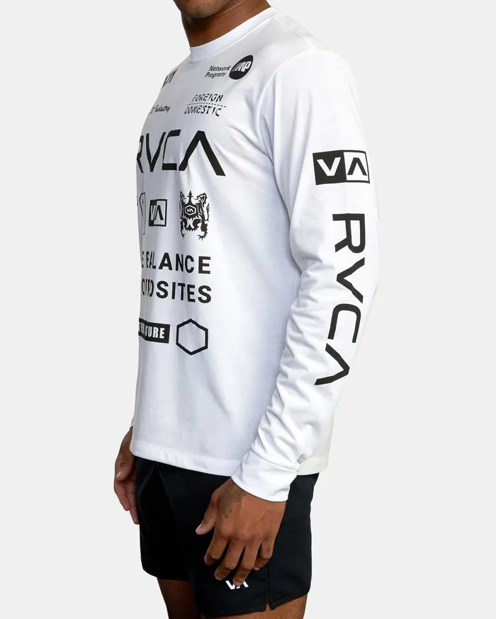 RVCA Mens Long Sleeves Va Sport All Brand Long Sleeve Workout Shirt White Wht