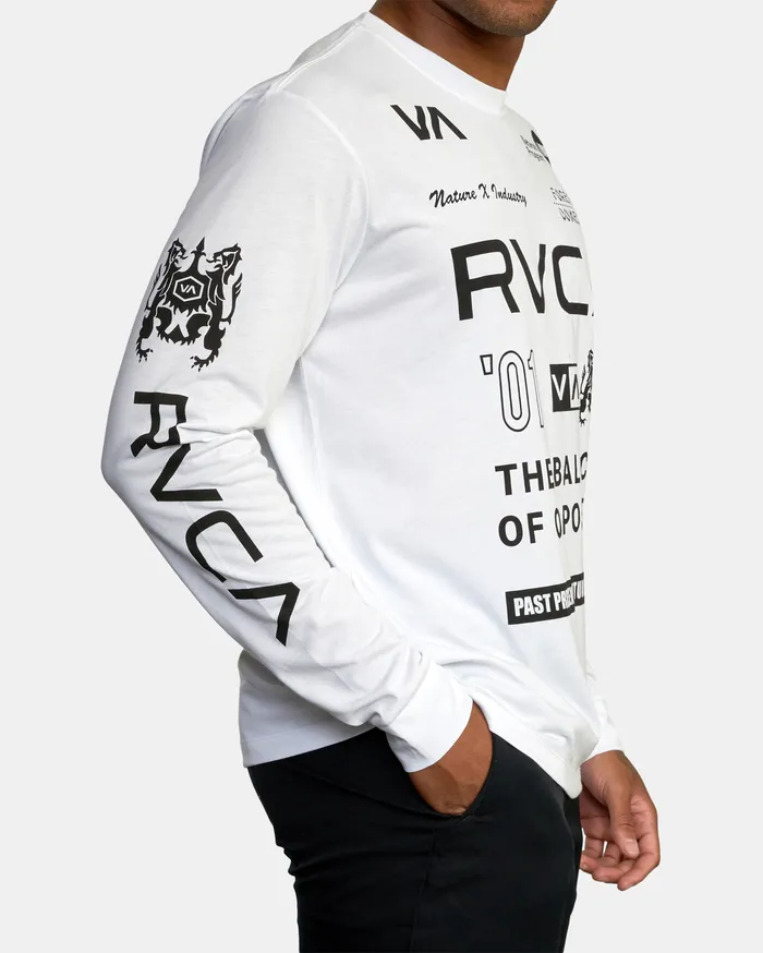 RVCA Mens Long Sleeves Va Sport All Brand Long Sleeve Workout Shirt White Wht