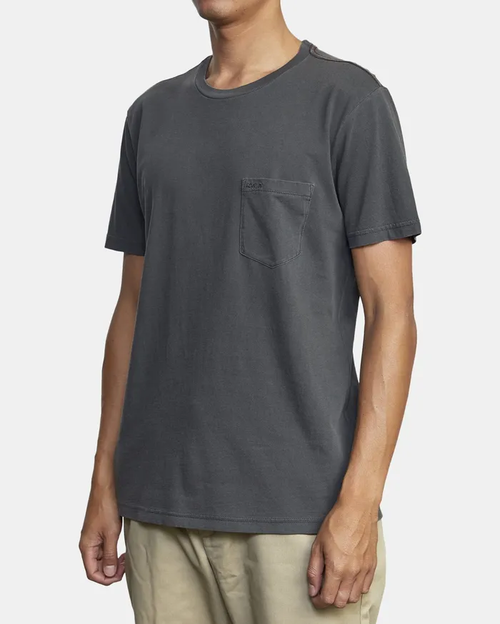 RVCA Mens Pigment Dye Tees Ptc 2 Pigment Tee Pirate Black Ptk