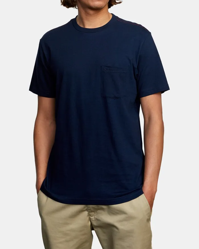 RVCA Mens Pigment Dye Tees Ptc Standard Wash Short Sleeve Tee Navy Nvy