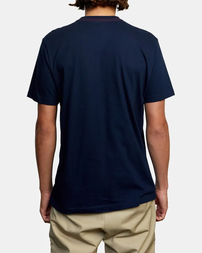 RVCA Mens Pigment Dye Tees Ptc Standard Wash Short Sleeve Tee Navy Nvy