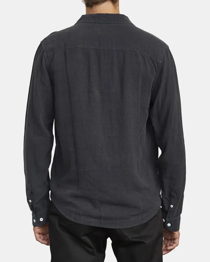 RVCA Mens Shirts Beat Long Sleeve Shirt Black Blk Popular
