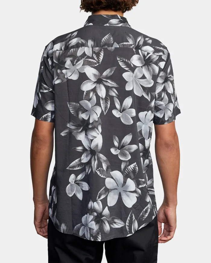 RVCA Mens Shirts Lanai Floral Short Sleeve Shirt Pirate Black Ptk Gift Ideas