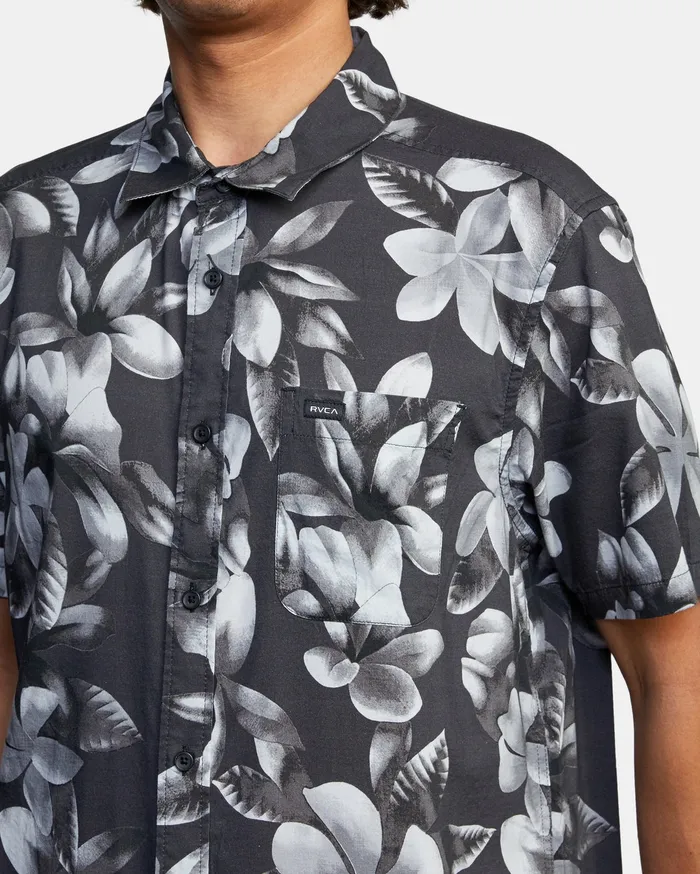RVCA Mens Shirts Lanai Floral Short Sleeve Shirt Pirate Black Ptk Gift Ideas