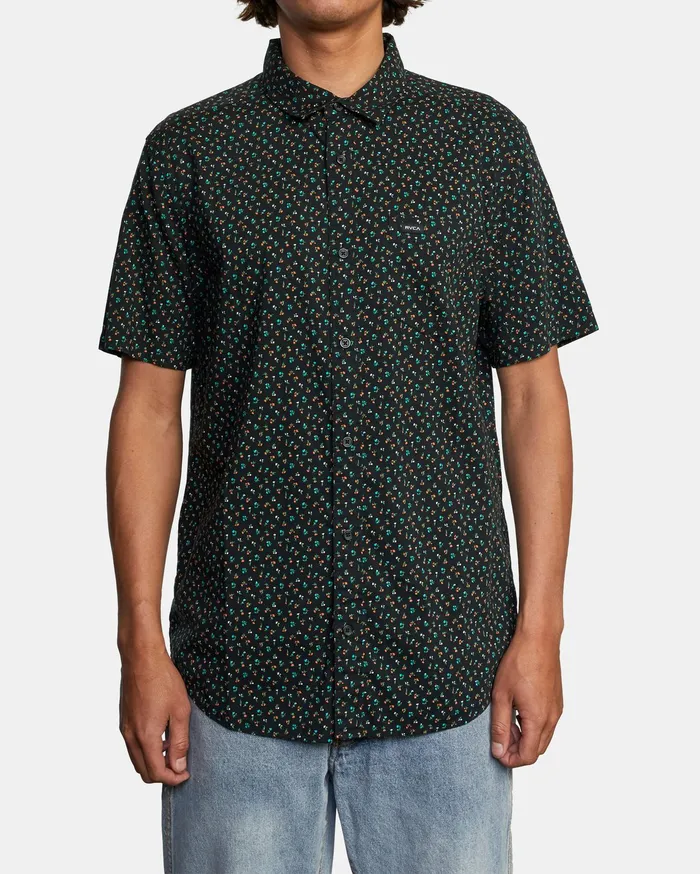 RVCA Mens Shirts Pure Joy Short Sleeve Shirt Black Blk Online