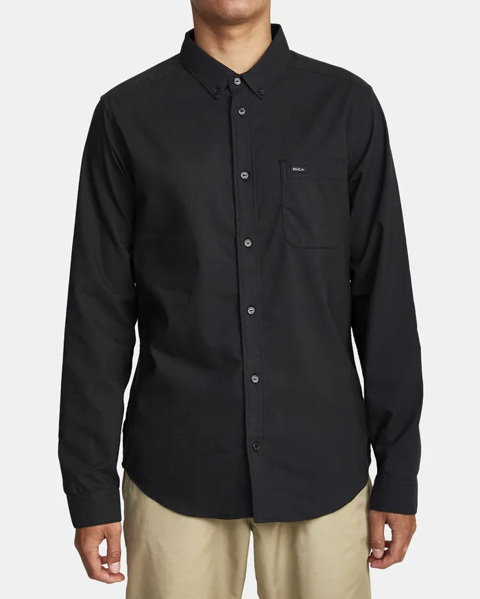 RVCA Mens Shirts That8217Ll Do Stretch Long Sleeve Shirt Black Blk Gift for Friend