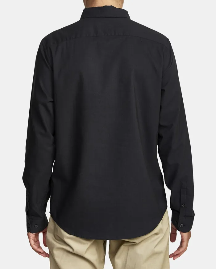 RVCA Mens Shirts That8217Ll Do Stretch Long Sleeve Shirt Black Blk Gift for Friend
