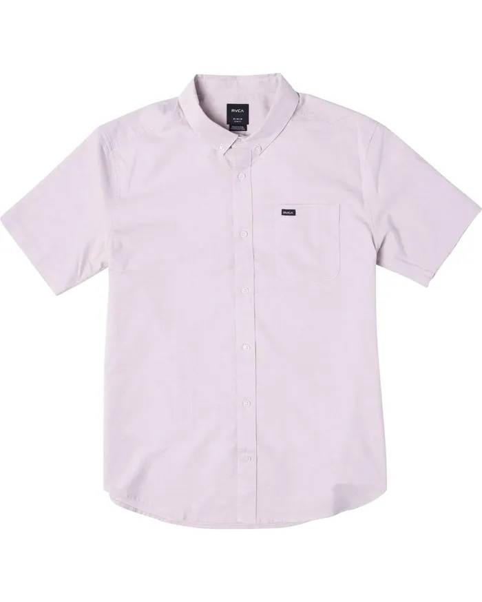RVCA Mens Shirts Thatll Do Stretch Short Sleeve Shirt Pale Mauve Pal On Sale