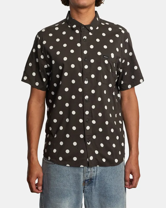 RVCA Mens Shirts Whitworth Short Sleeve Shirt Black Blk On Sale