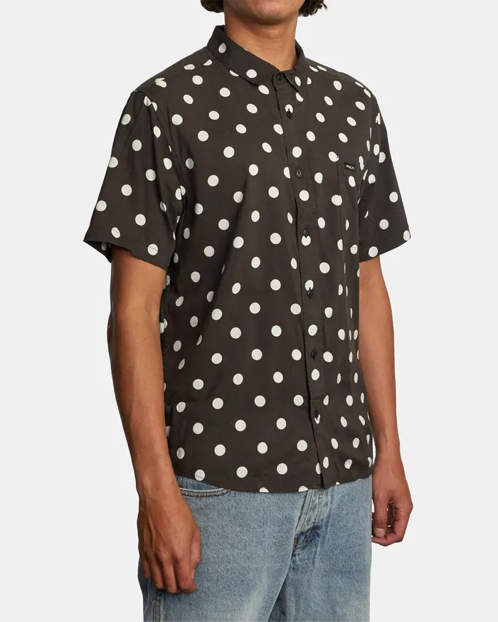 RVCA Mens Shirts Whitworth Short Sleeve Shirt Black Blk On Sale