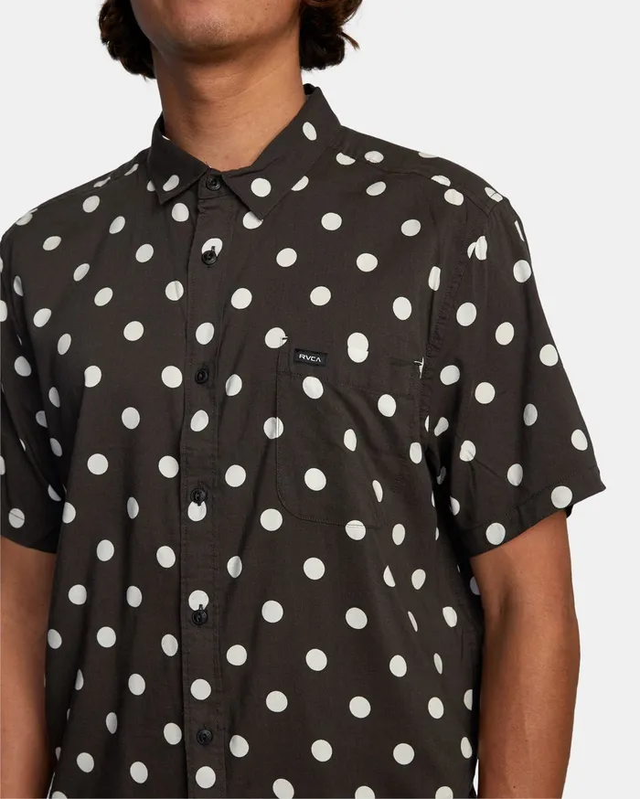 RVCA Mens Shirts Whitworth Short Sleeve Shirt Black Blk On Sale