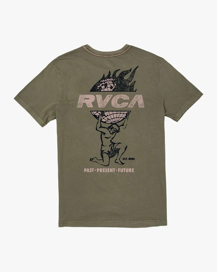 RVCA Mens Short Sleeves Atlas Short Sleeve Tee Olive Olv