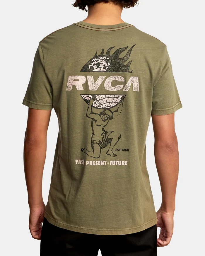 RVCA Mens Short Sleeves Atlas Short Sleeve Tee Olive Olv
