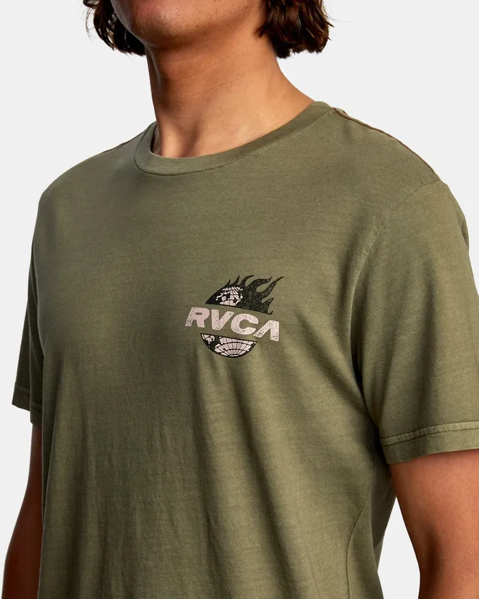 RVCA Mens Short Sleeves Atlas Short Sleeve Tee Olive Olv