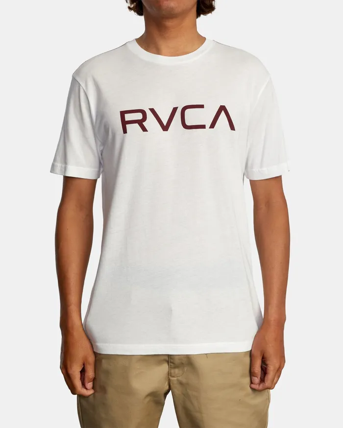 RVCA Mens Short Sleeves Big Rvca Short Sleeve Tee White Red Wtd