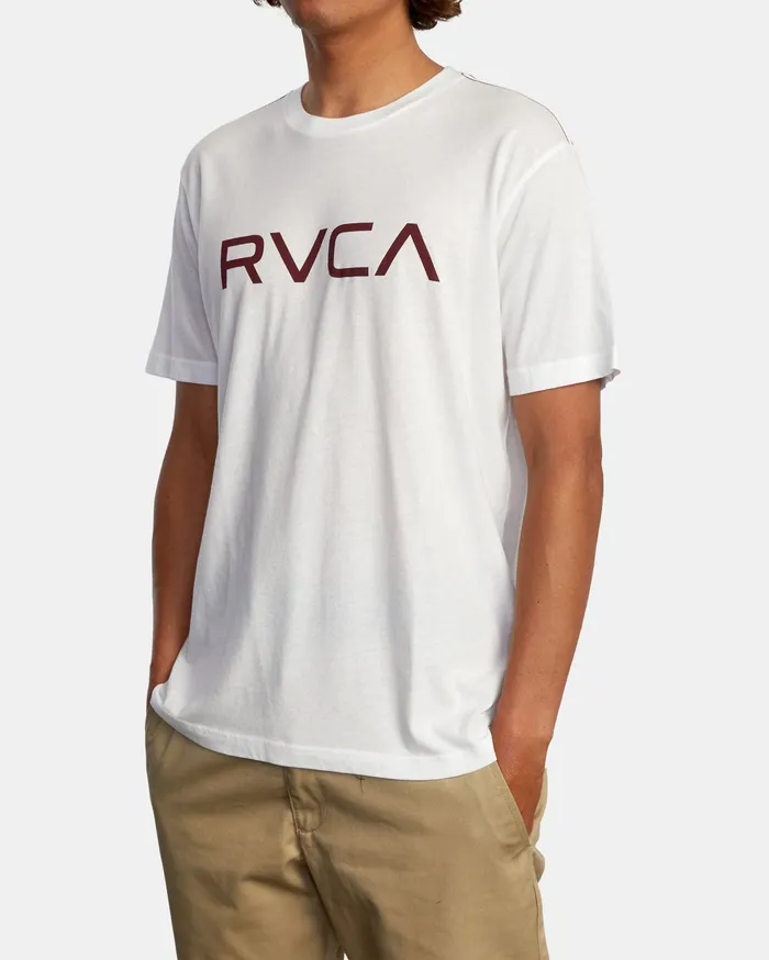 RVCA Mens Short Sleeves Big Rvca Short Sleeve Tee White Red Wtd