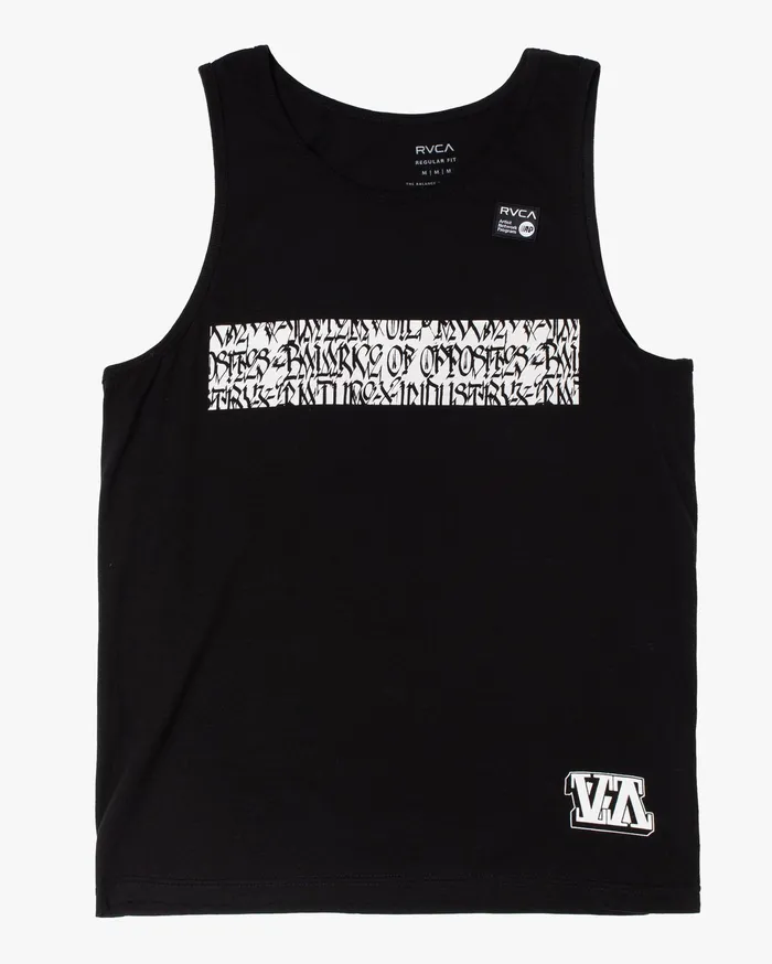 RVCA Mens Short Sleeves Defer Bar Tank Top Black Blk