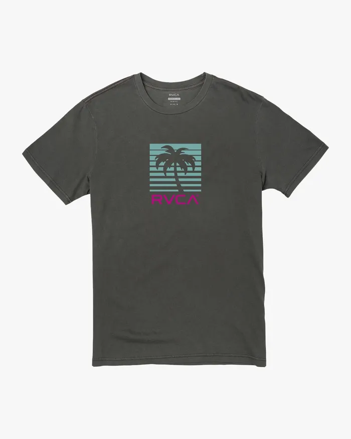 RVCA Mens Short Sleeves Palm Beach Short Sleeve Tee Pirate Black Ptk