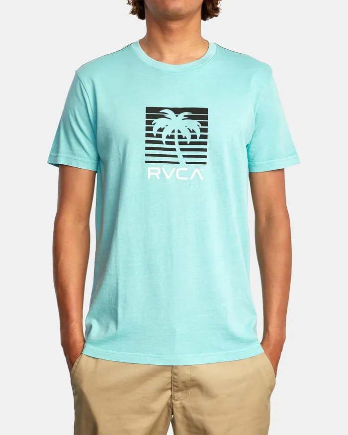 RVCA Mens Short Sleeves Palm Beach Short Sleeve Tee Seafoam Sfm