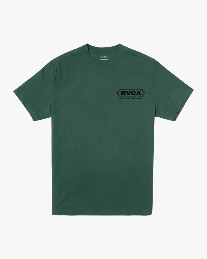 RVCA Mens Short Sleeves Planer Short Sleeve Tee Hunter Green Dgn