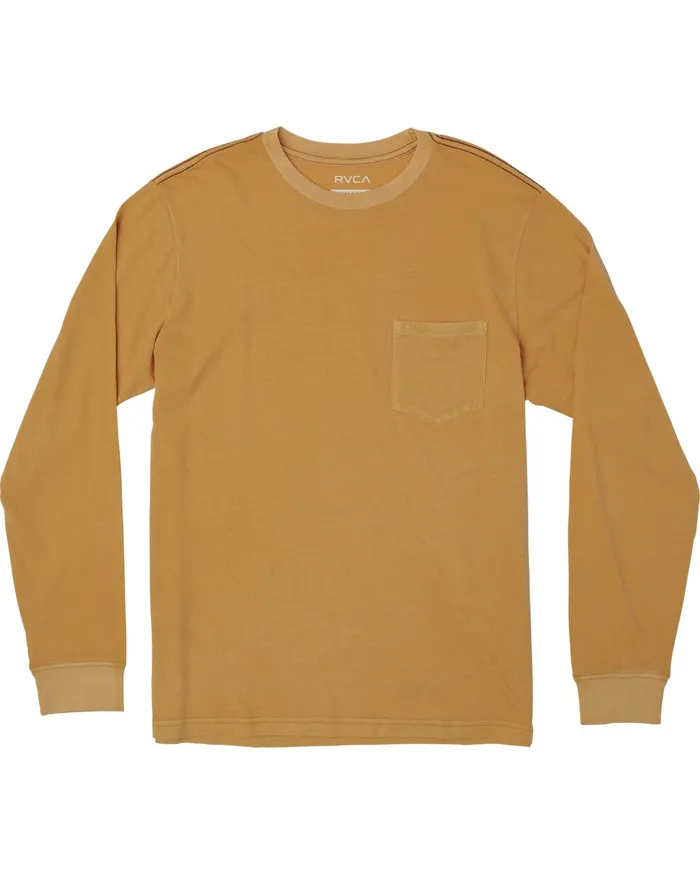 RVCA Mens Short Sleeves Ptc Pigment Long Sleeve Tee Golden Rod Gdr